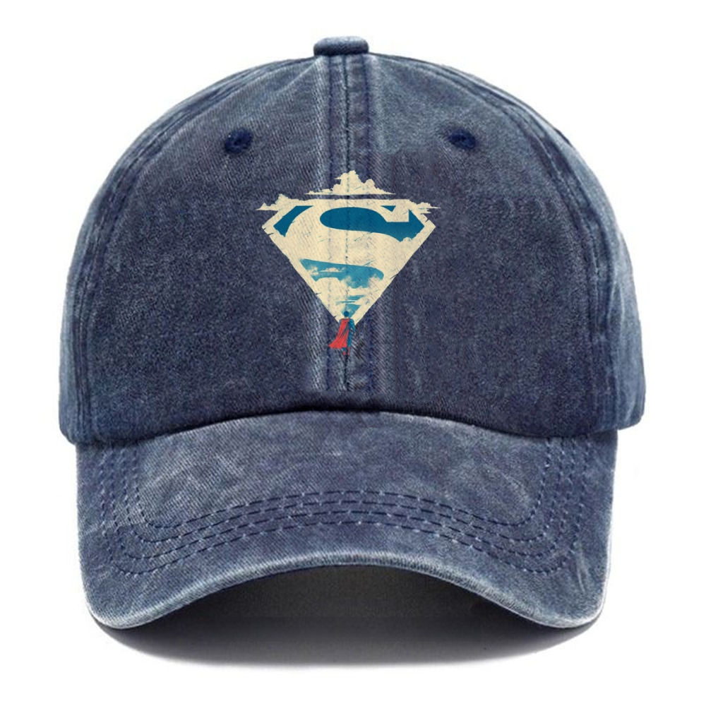 "Superman S-Shield Sky" Minimalist Vintage Casual Washed Cap