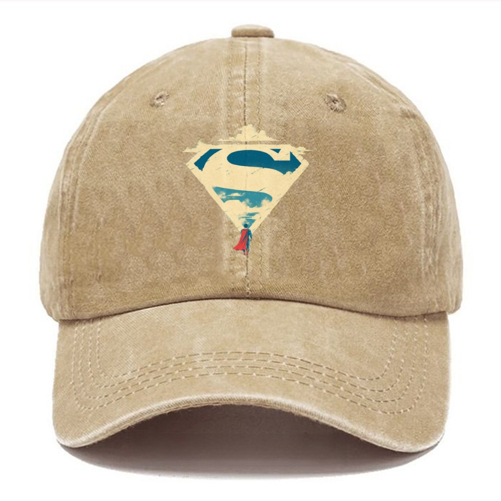 "Superman S-Shield Sky" Minimalist Vintage Casual Washed Cap