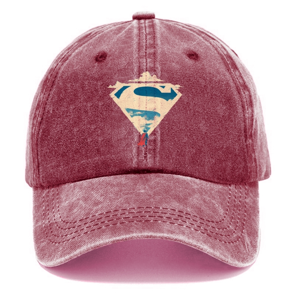 "Superman S-Shield Sky" Minimalist Vintage Casual Washed Cap