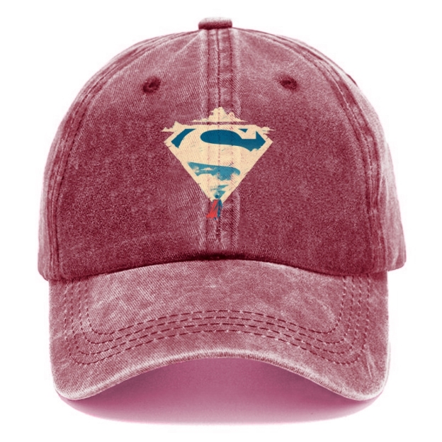 "Superman S-Shield Sky" Minimalist Vintage Casual Washed Cap