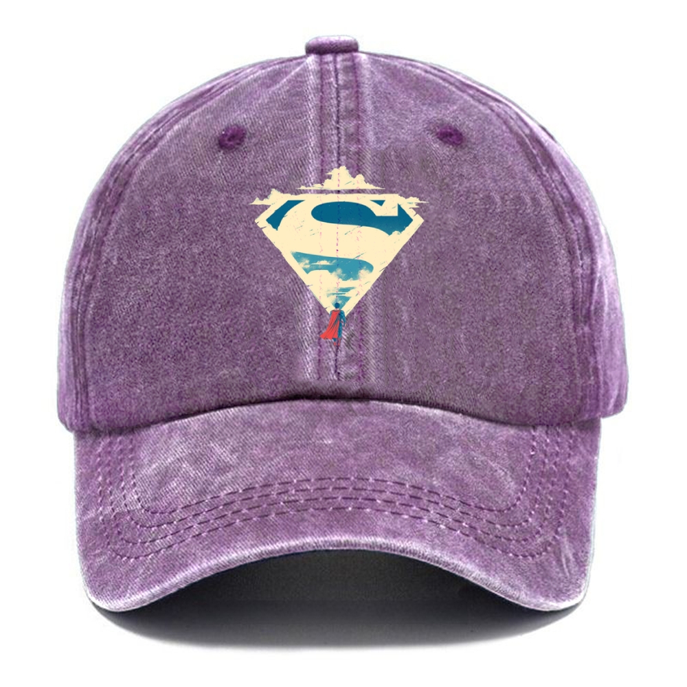 "Superman S-Shield Sky" Minimalist Vintage Casual Washed Cap