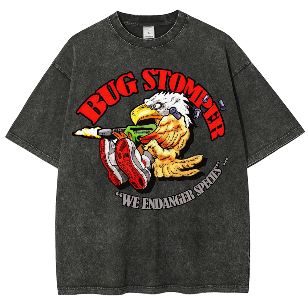 "Bug Stomper" Eagle Parody Washed T-Shirt 