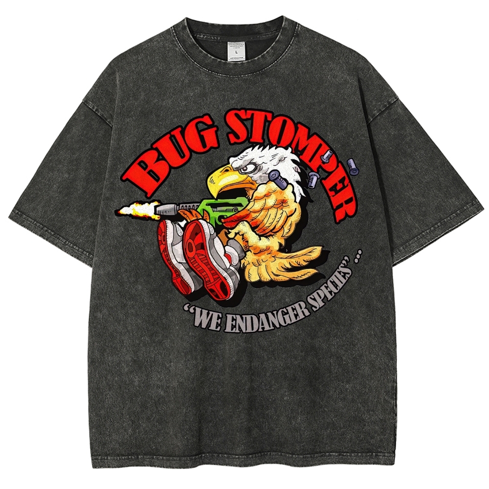 "Bug Stomper" Eagle Parody Washed T-Shirt 