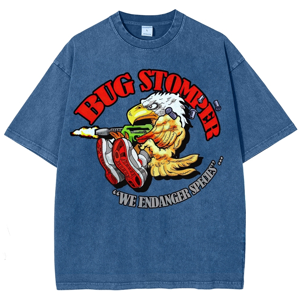 "Bug Stomper" Eagle Parody Washed T-Shirt 