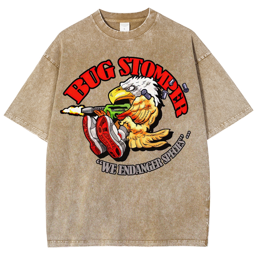 "Bug Stomper" Eagle Parody Washed T-Shirt 