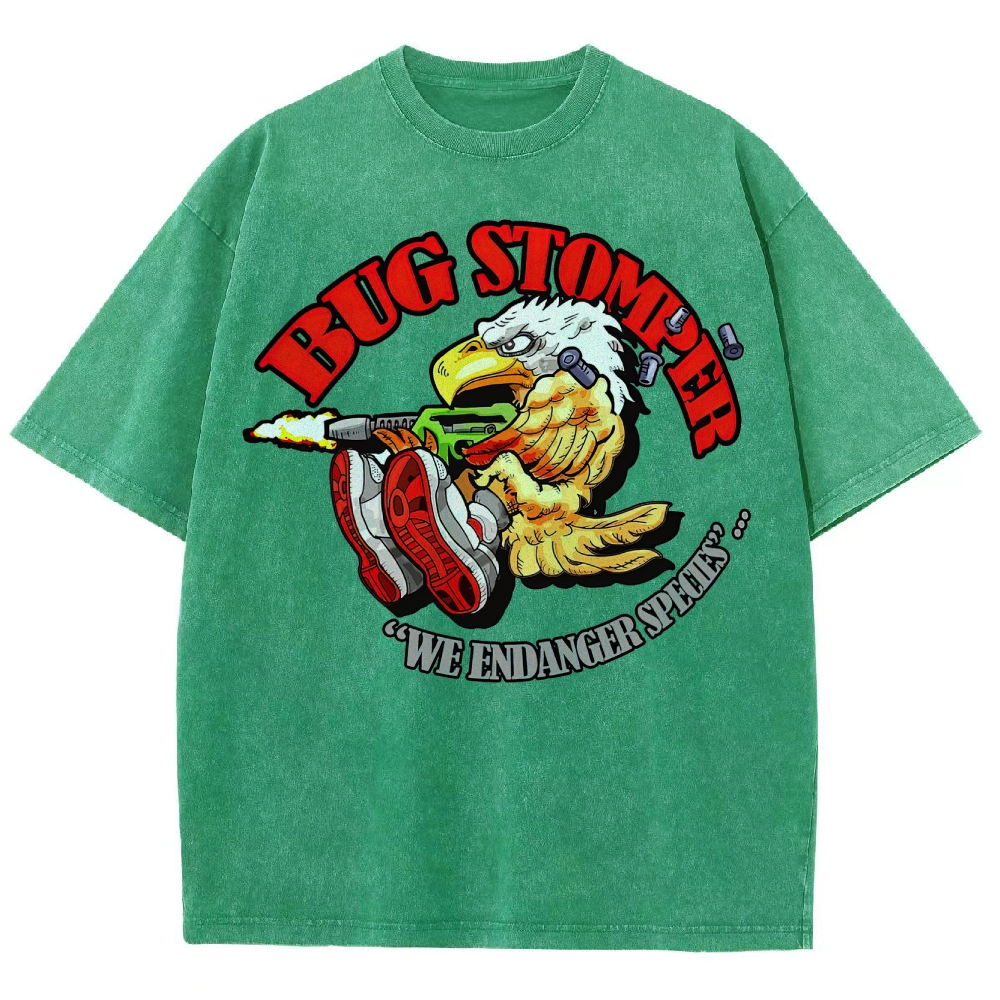 "Bug Stomper" Eagle Parody Washed T-Shirt 