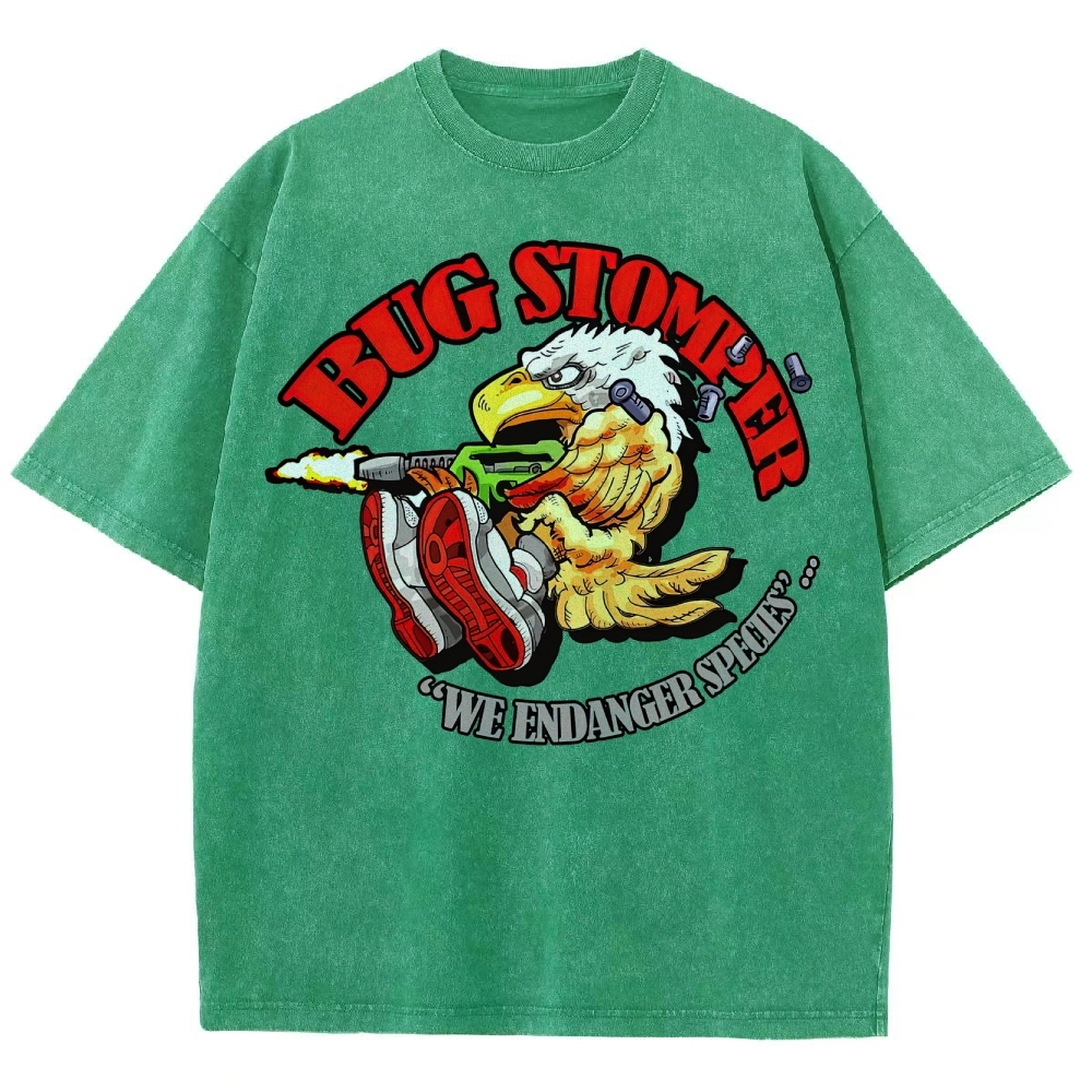 "Bug Stomper" Eagle Parody Washed T-Shirt 