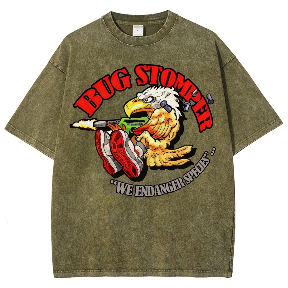 "Bug Stomper" Eagle Parody Washed T-Shirt