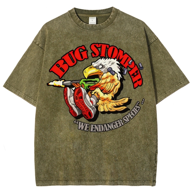 "Bug Stomper" Eagle Parody Washed T-Shirt 