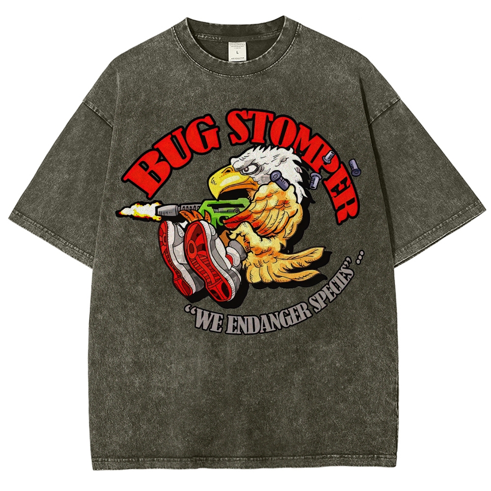 "Bug Stomper" Eagle Parody Washed T-Shirt 