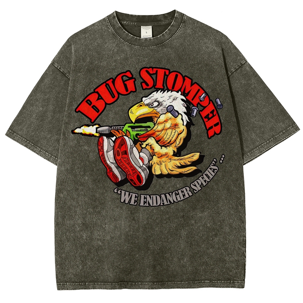 "Bug Stomper" Eagle Parody Washed T-Shirt 