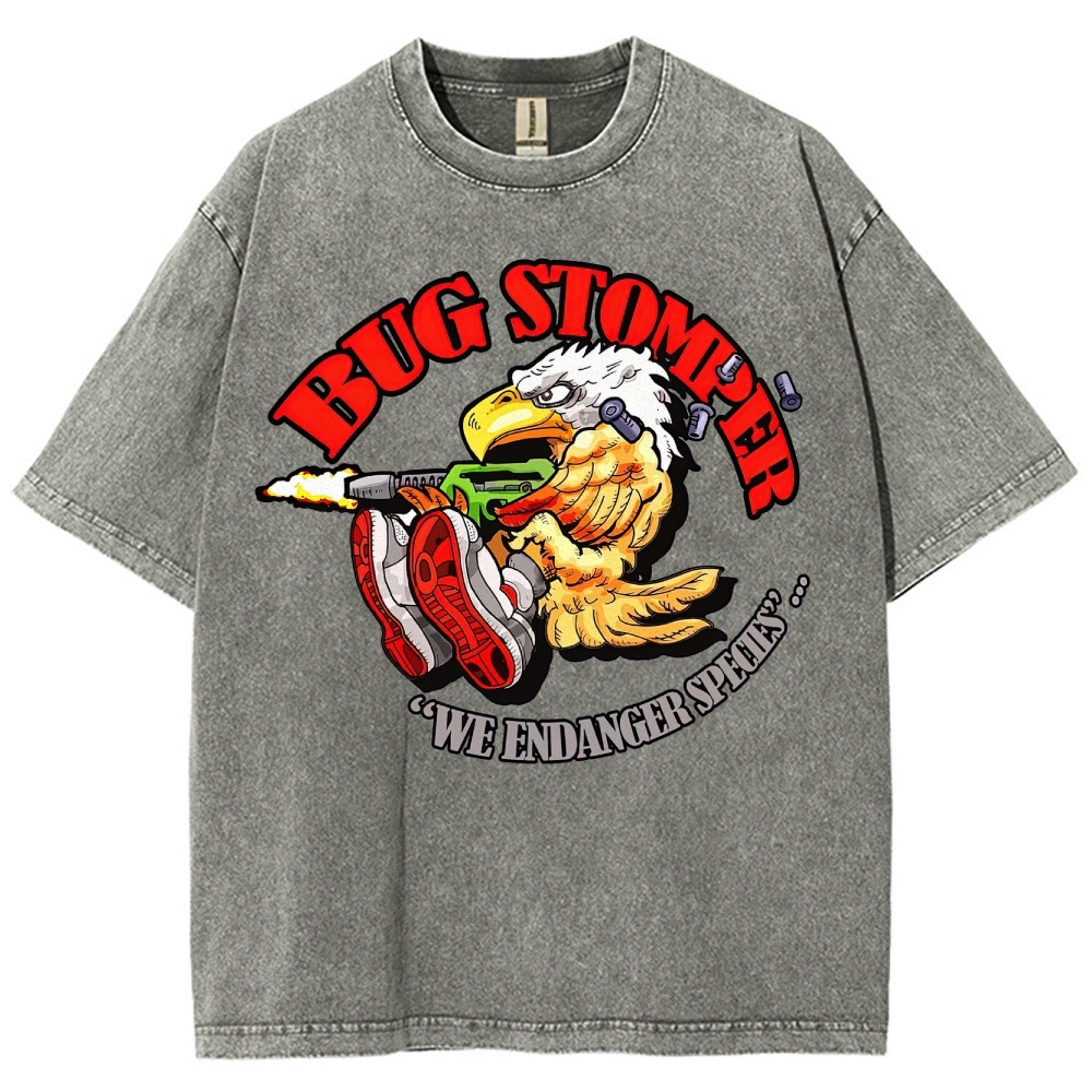 "Bug Stomper" Eagle Parody Washed T-Shirt 