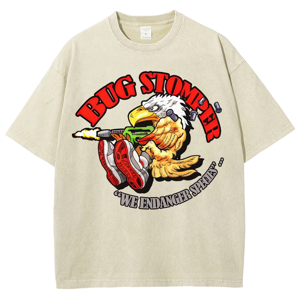 "Bug Stomper" Eagle Parody Washed T-Shirt 
