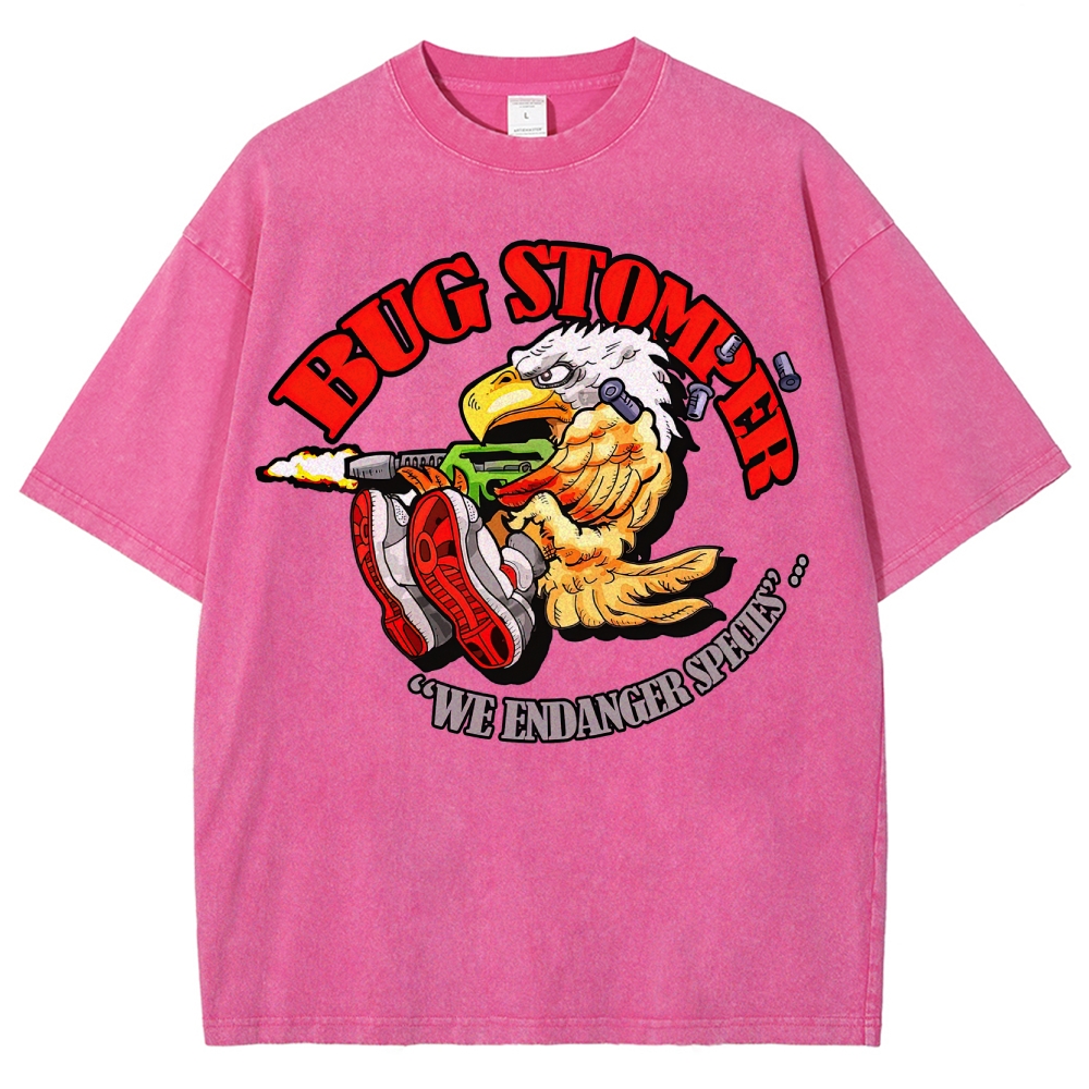 "Bug Stomper" Eagle Parody Washed T-Shirt 