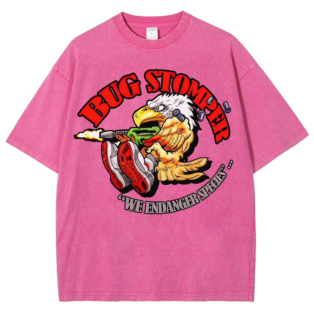 "Bug Stomper" Eagle Parody Washed T-Shirt 