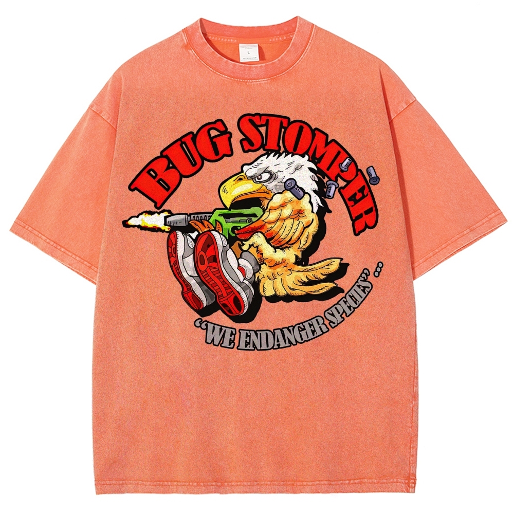 "Bug Stomper" Eagle Parody Washed T-Shirt 