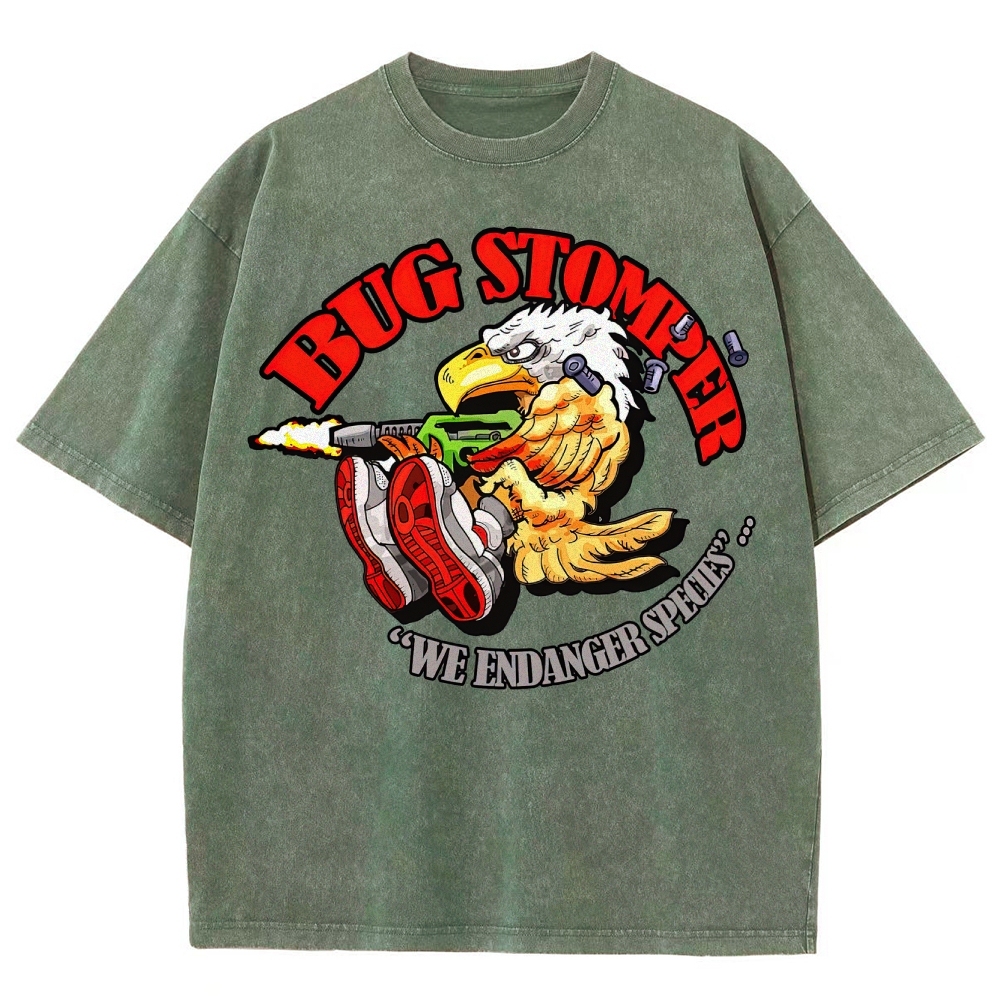 "Bug Stomper" Eagle Parody Washed T-Shirt 