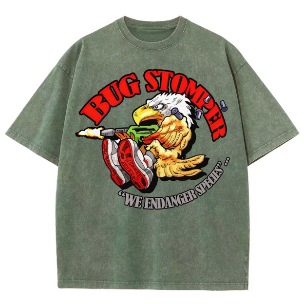 "Bug Stomper" Eagle Parody Washed T-Shirt 
