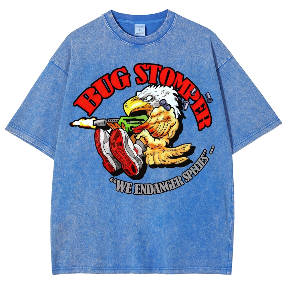 "Bug Stomper" Eagle Parody Washed T-Shirt 