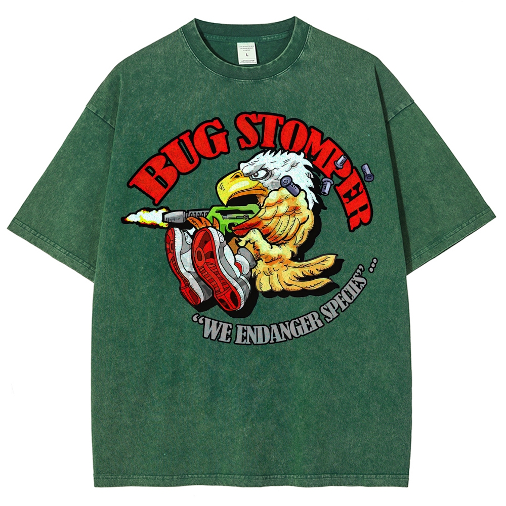 "Bug Stomper" Eagle Parody Washed T-Shirt 