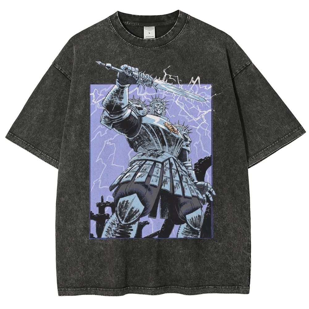 Epic Fantasy Warrior Graphic Washed T-Shirt 