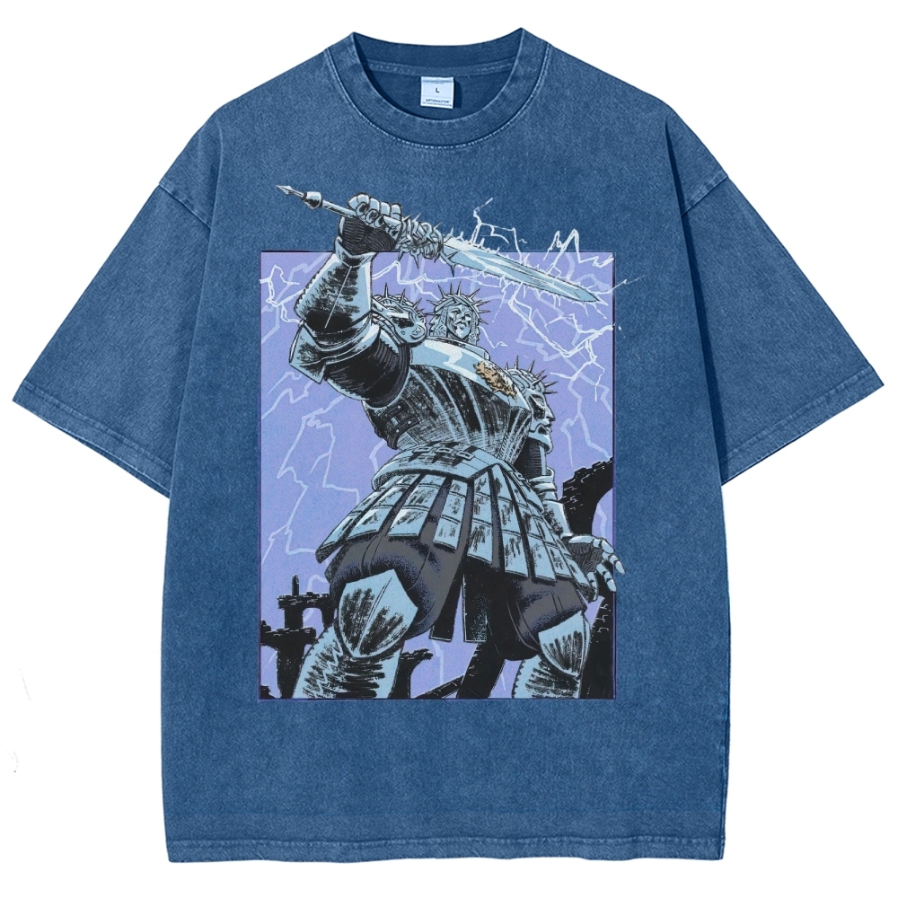 Epic Fantasy Warrior Graphic Washed T-Shirt 