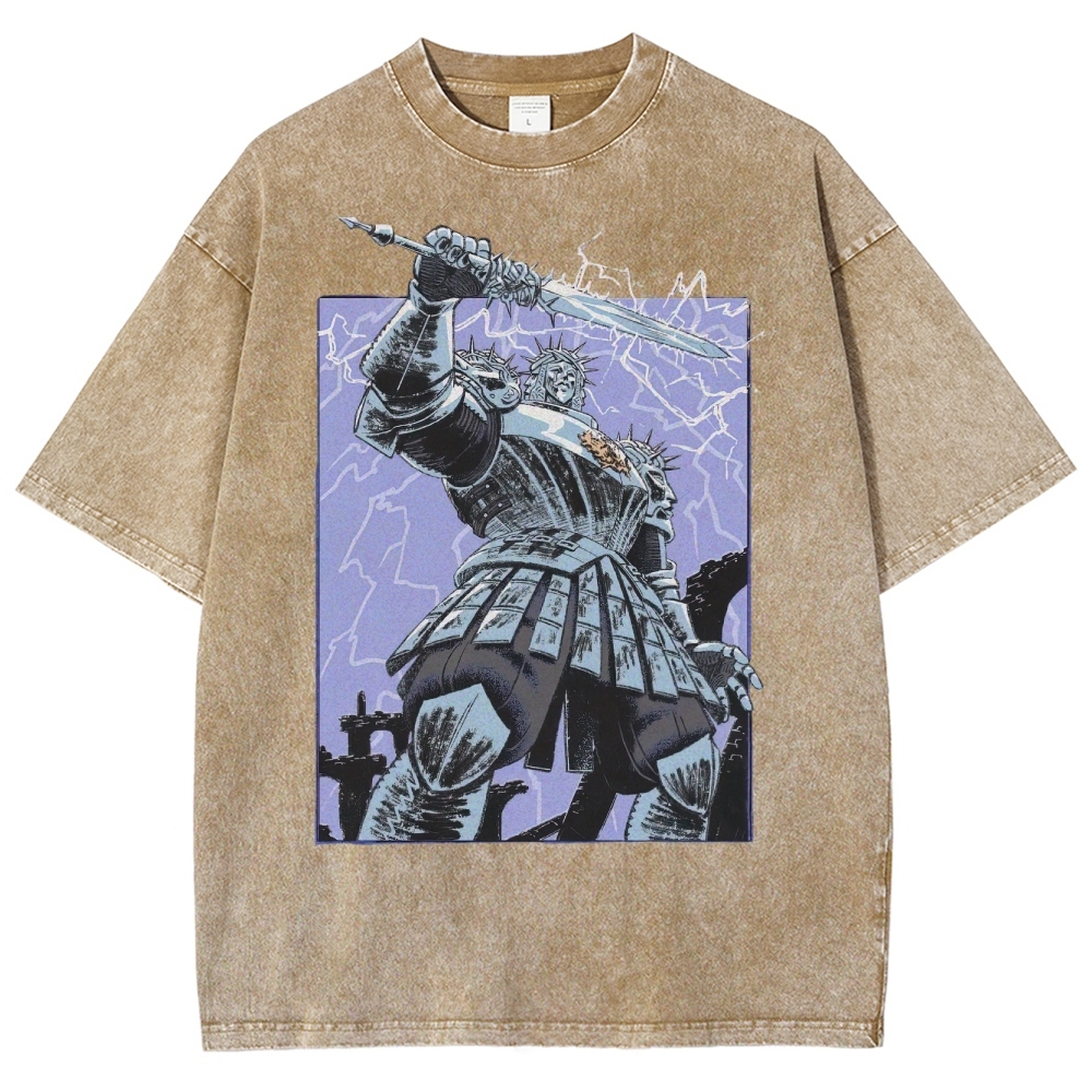 Epic Fantasy Warrior Graphic Washed T-Shirt 