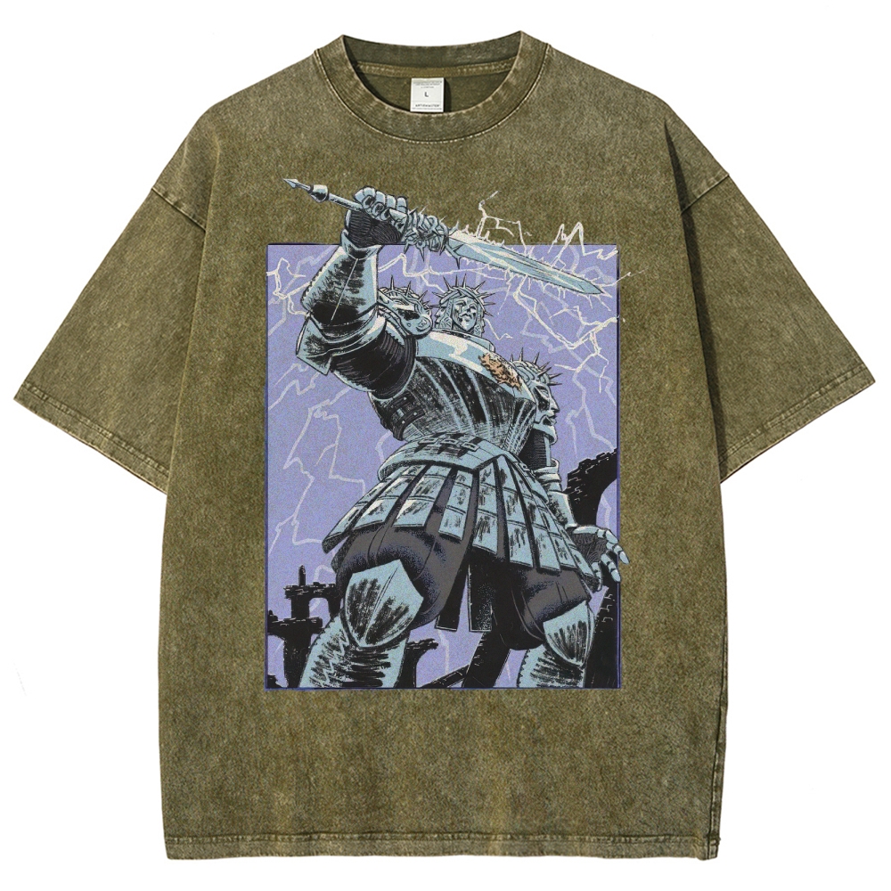 Epic Fantasy Warrior Graphic Washed T-Shirt 