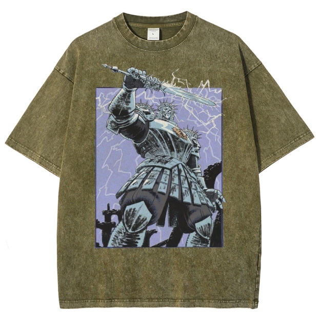 Epic Fantasy Warrior Graphic Washed T-Shirt 