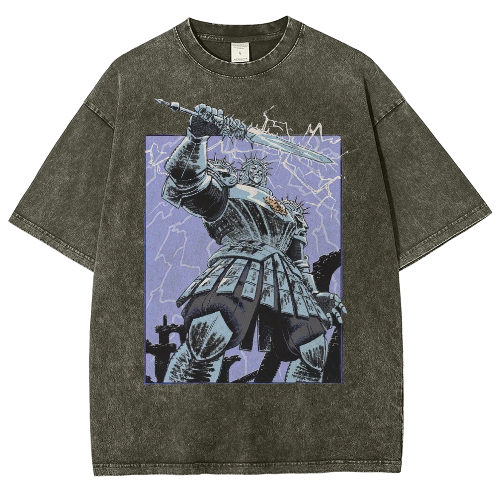 Epic Fantasy Warrior Graphic Washed T-Shirt 
