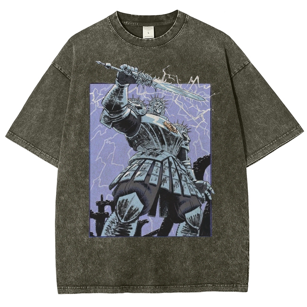 Epic Fantasy Warrior Graphic Washed T-Shirt 