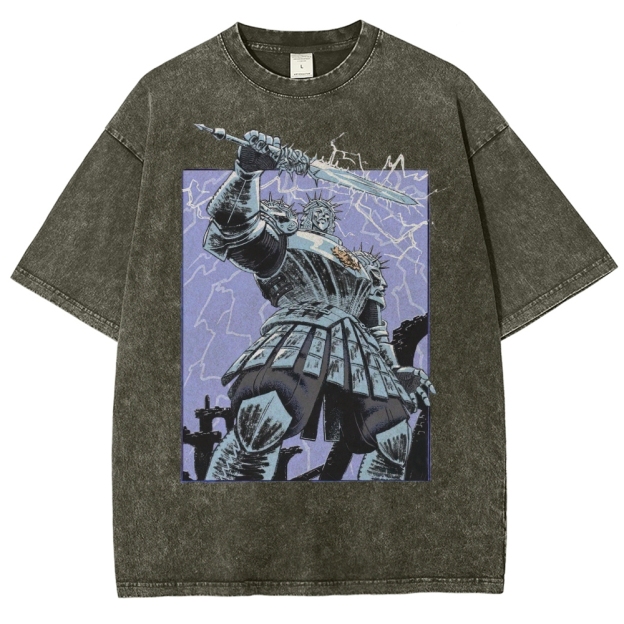 Epic Fantasy Warrior Graphic Washed T-Shirt 