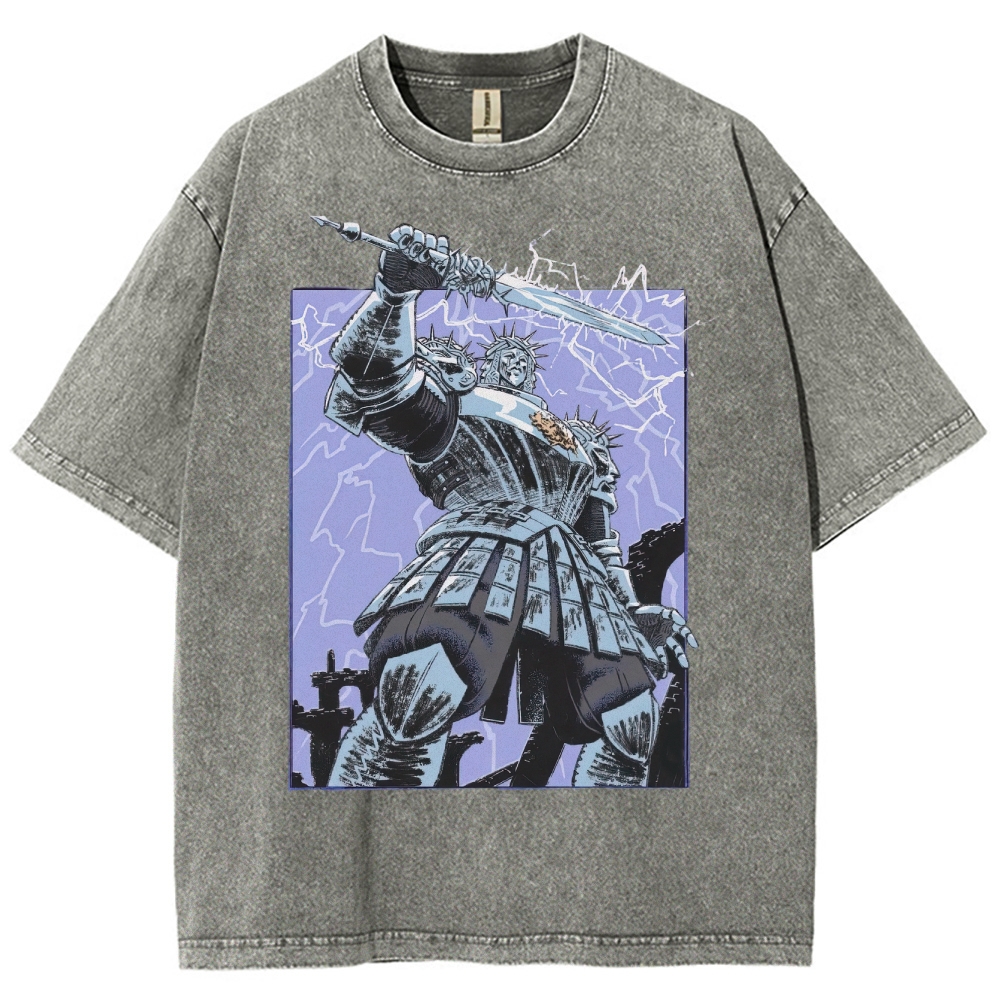 Epic Fantasy Warrior Graphic Washed T-Shirt 