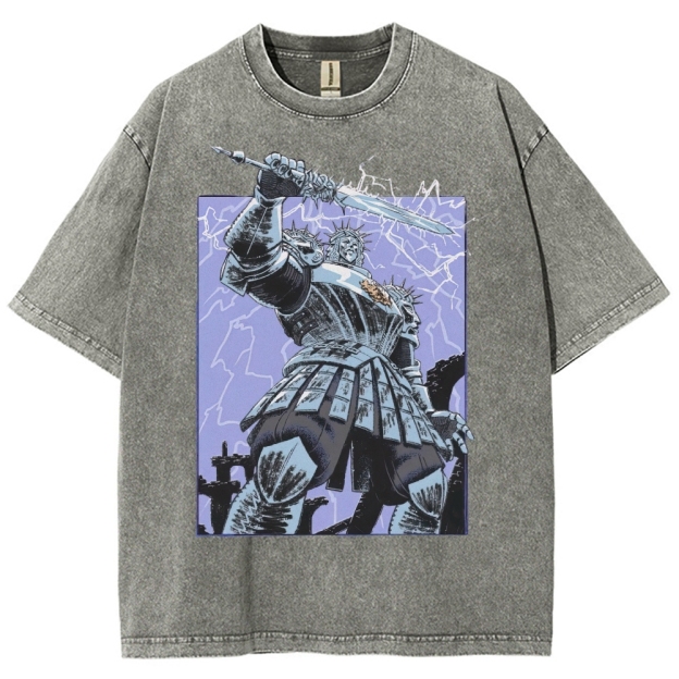 Epic Fantasy Warrior Graphic Washed T-Shirt 