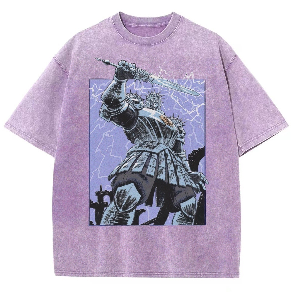 Epic Fantasy Warrior Graphic Washed T-Shirt 