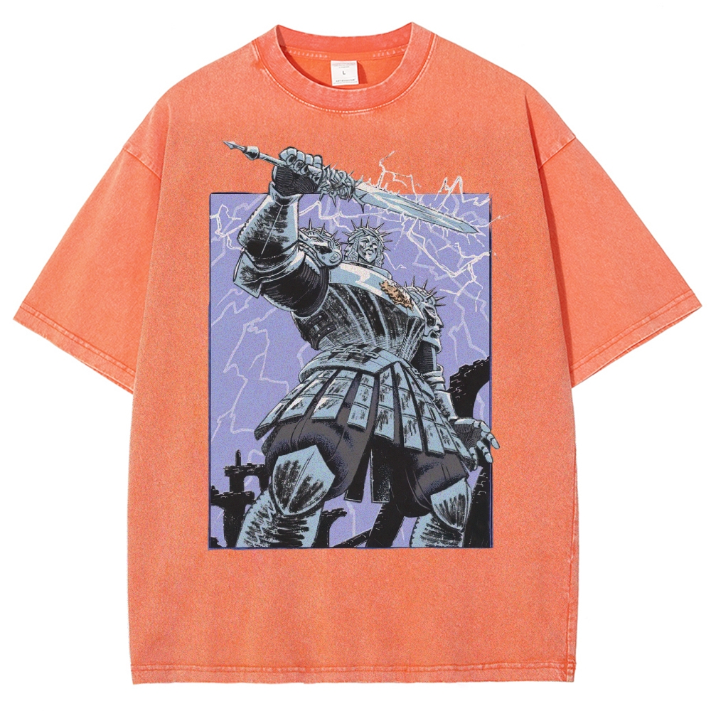 Epic Fantasy Warrior Graphic Washed T-Shirt 
