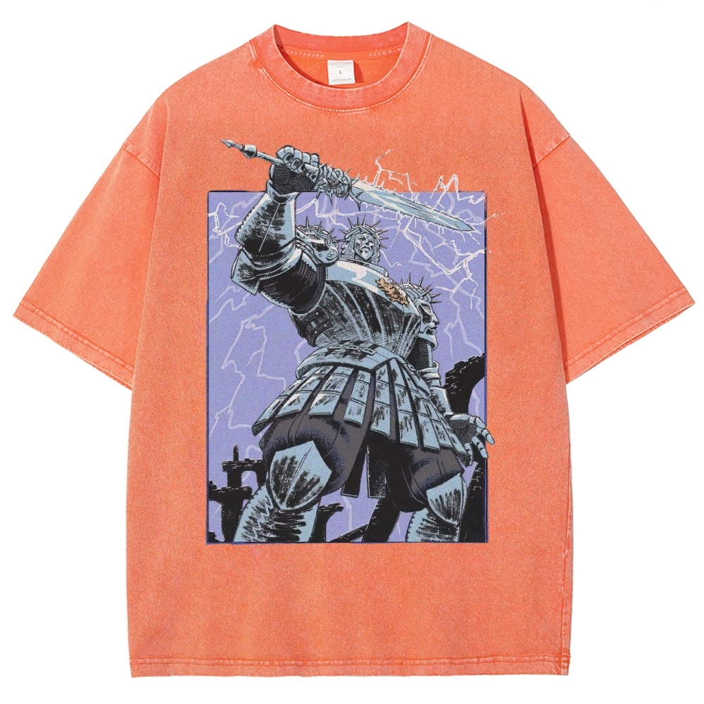 Epic Fantasy Warrior Graphic Washed T-Shirt 