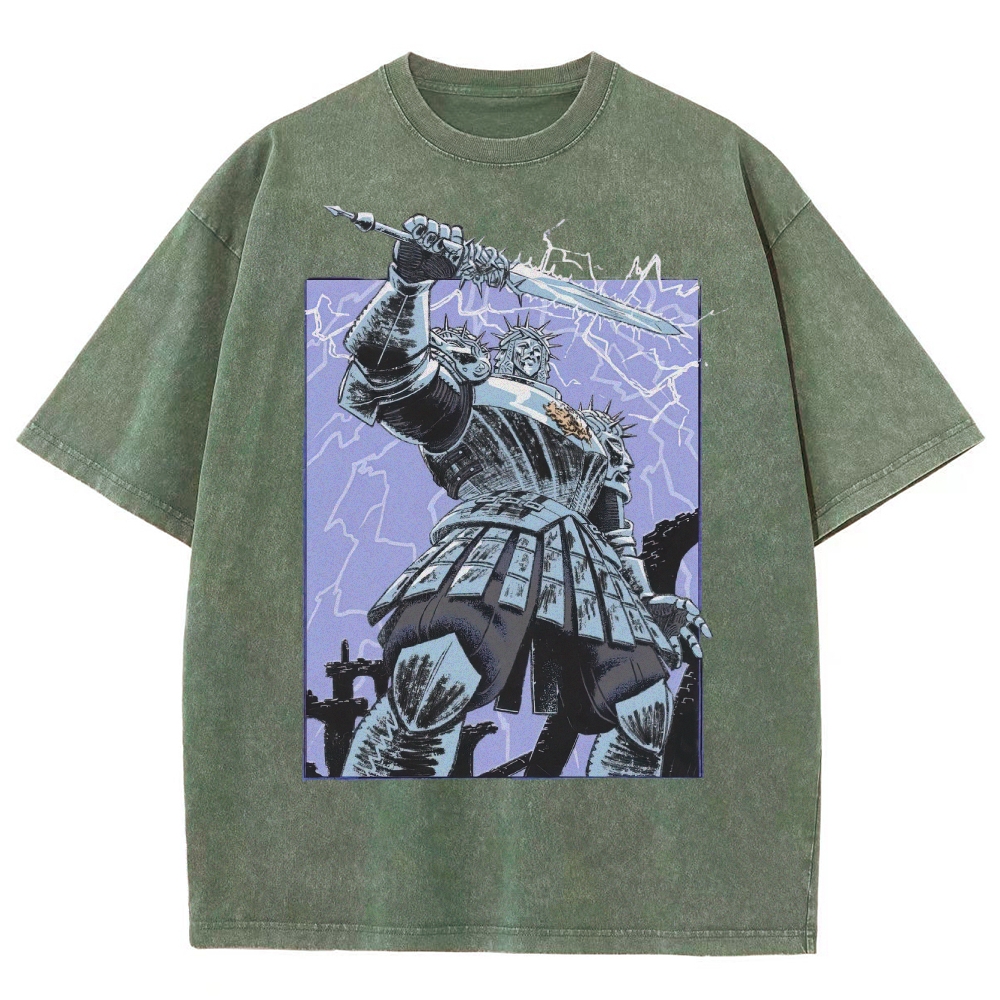 Epic Fantasy Warrior Graphic Washed T-Shirt 