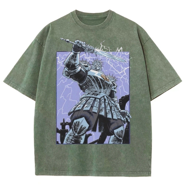 Epic Fantasy Warrior Graphic Washed T-Shirt 
