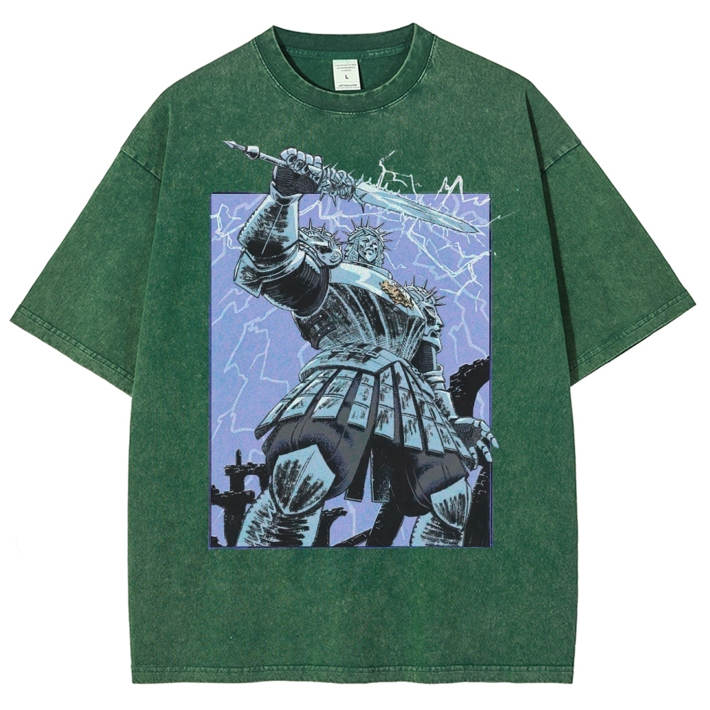 Epic Fantasy Warrior Graphic Washed T-Shirt 