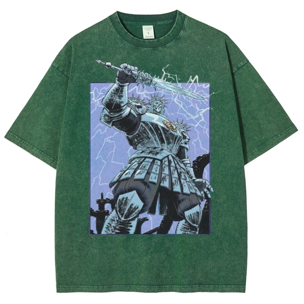 Epic Fantasy Warrior Graphic Washed T-Shirt 