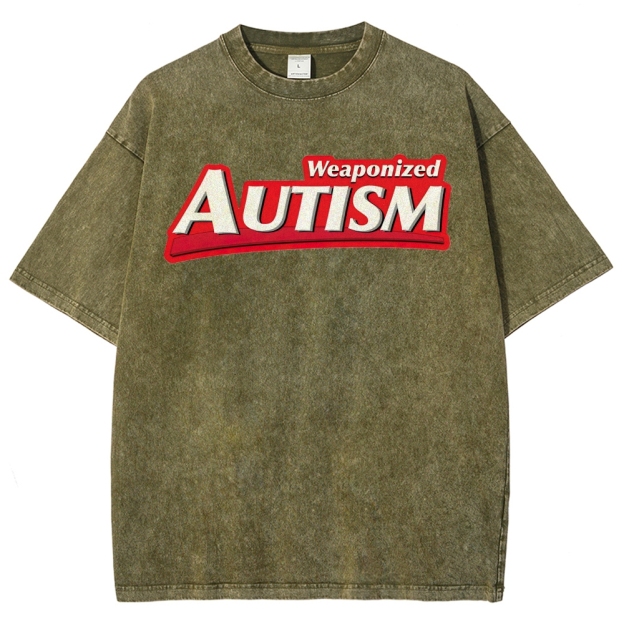 Weaponized Autism Kiss  Washed T-Shirt 