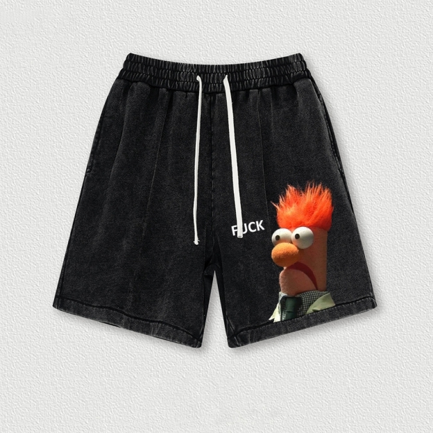 "Meep Meep" Beaker Washed Vintage Shorts