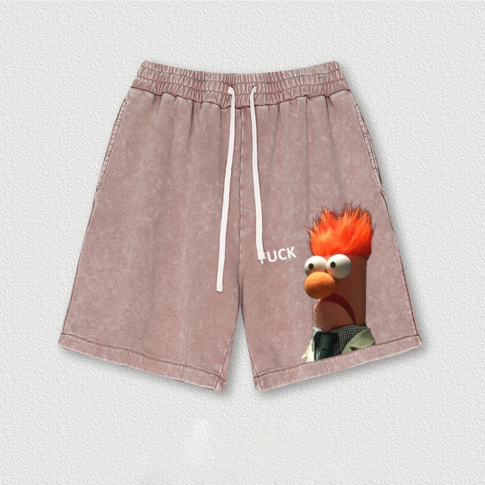"Meep Meep" Beaker Washed Vintage Shorts