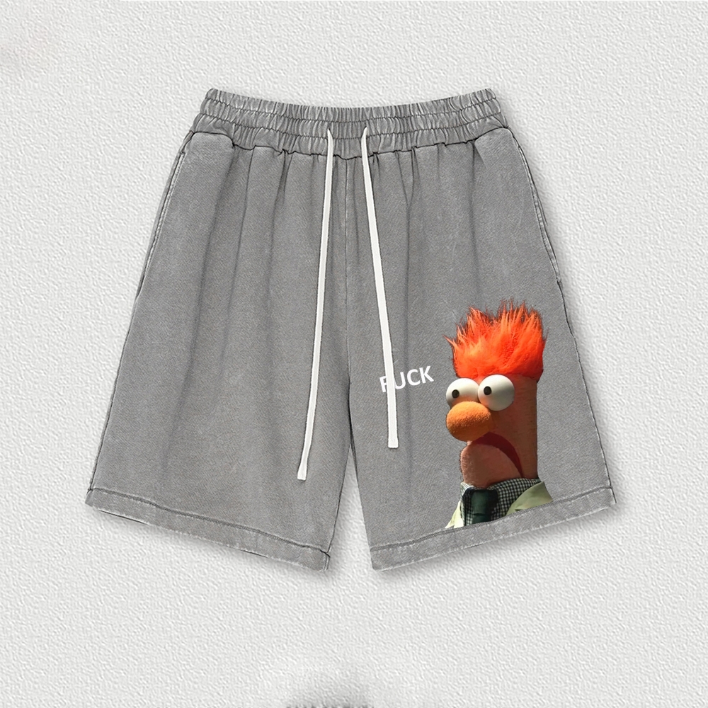 "Meep Meep" Beaker Washed Vintage Shorts