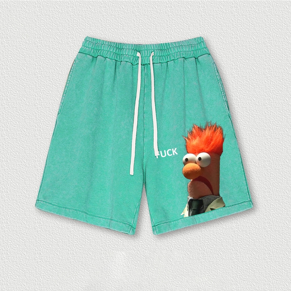 "Meep Meep" Beaker Washed Vintage Shorts