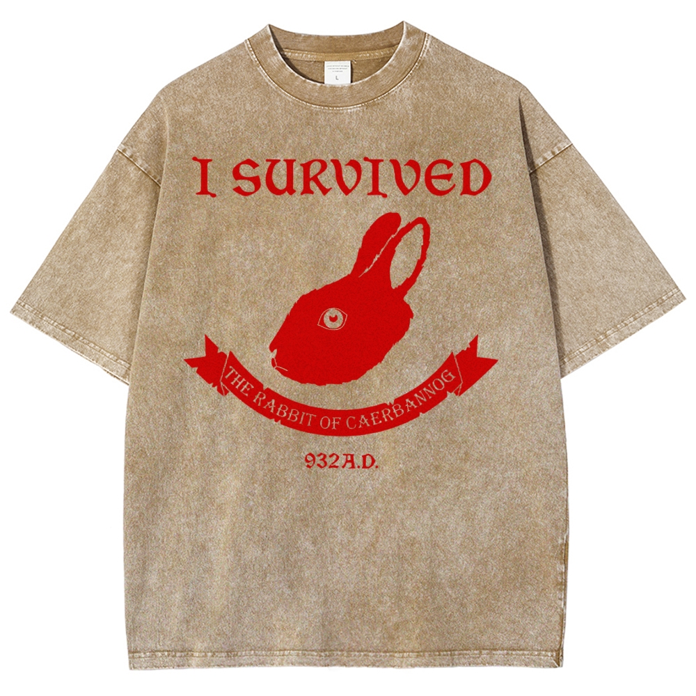 I Survived  The Rabbit of Caerbannog Washed T-Shirt