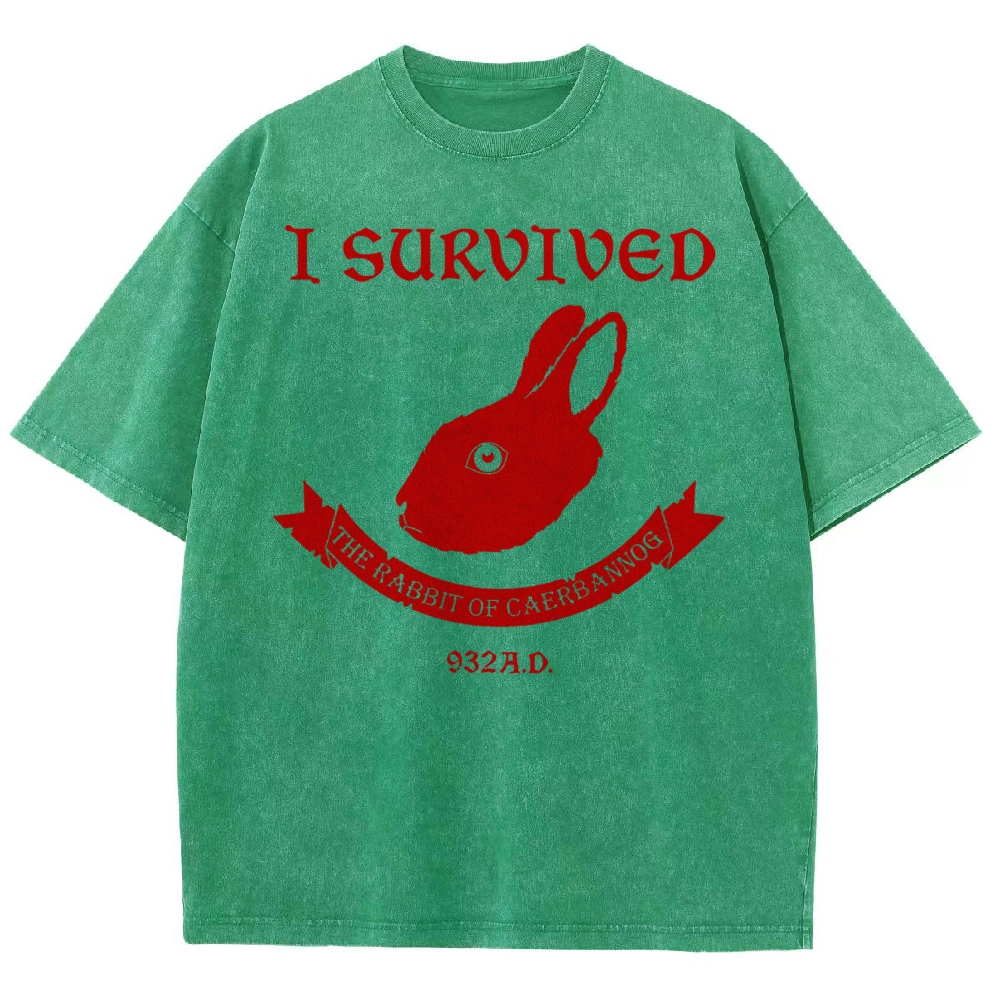 I Survived  The Rabbit of Caerbannog Washed T-Shirt