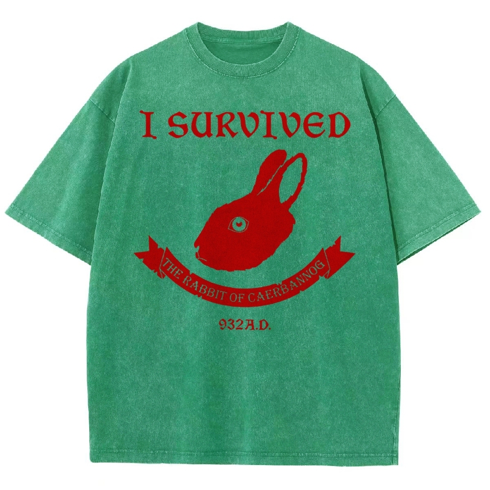 I Survived  The Rabbit of Caerbannog Washed T-Shirt