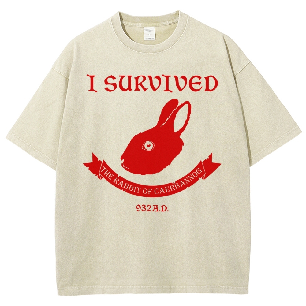 I Survived The Rabbit of Caerbannog Washed T-Shirt
